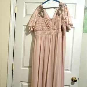 Blush pink elegant dress. Perfect for a bridesmaid or wedding!
